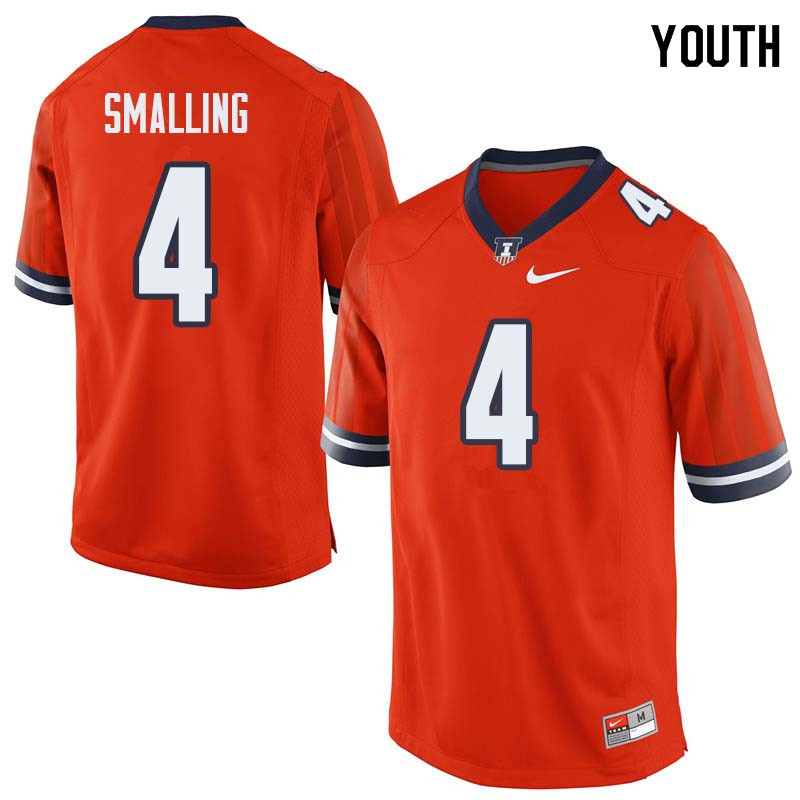 Youth #4 Ricky Smalling Illinois Fighting Illini College Football Jerseys Sale-Orange
